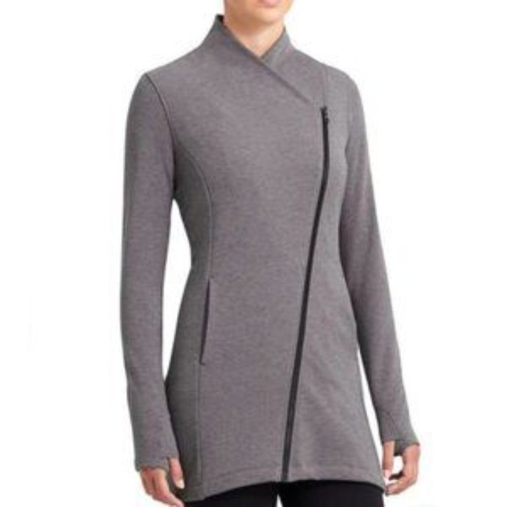 Athleta Softtech Cya Grey Jacket Asymmetrical Zip Size Medium